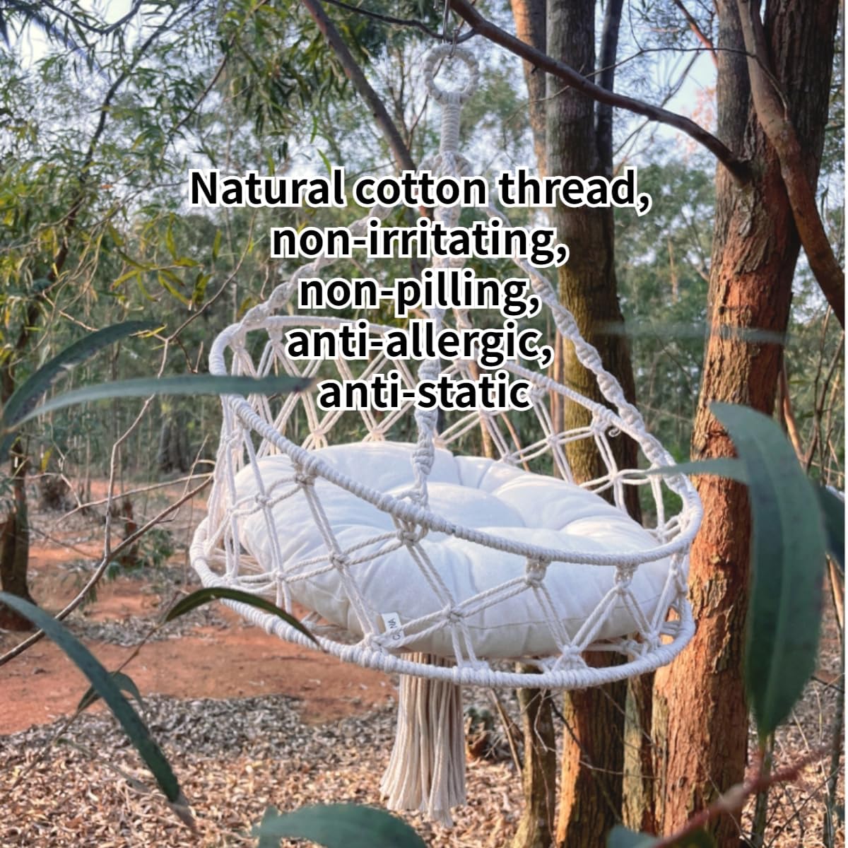 Cat Hammock, Handwoven Hanging Boho Cat Bed for Indoor Outdoor Home Decor for Playing Sleeping Climbing and Lounging with Cushion, Suitable for Cats or Small Dogs Up to 8.8 Lbs