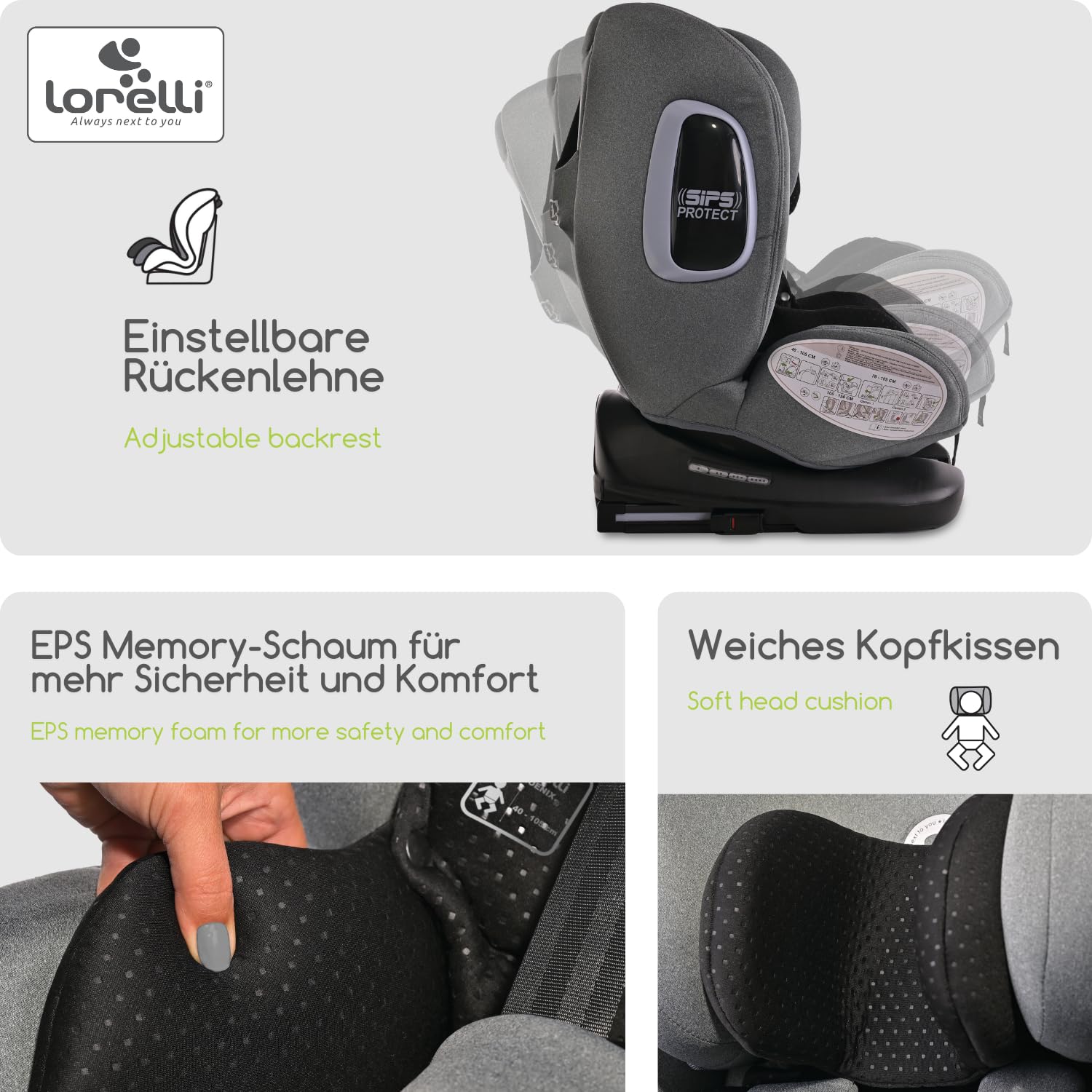 Lorelli Auto Kindersitz Phoenix mit Isofix, 360 Grad drehbar, (0-36 kg) Mitwachsender Autositz i-Size 40-150cm - Gruppe 0+/1/2/3, Babysitz ab Geburt, 5-Punkt-Gurt, Einstellbare Kopfstütze, gelb