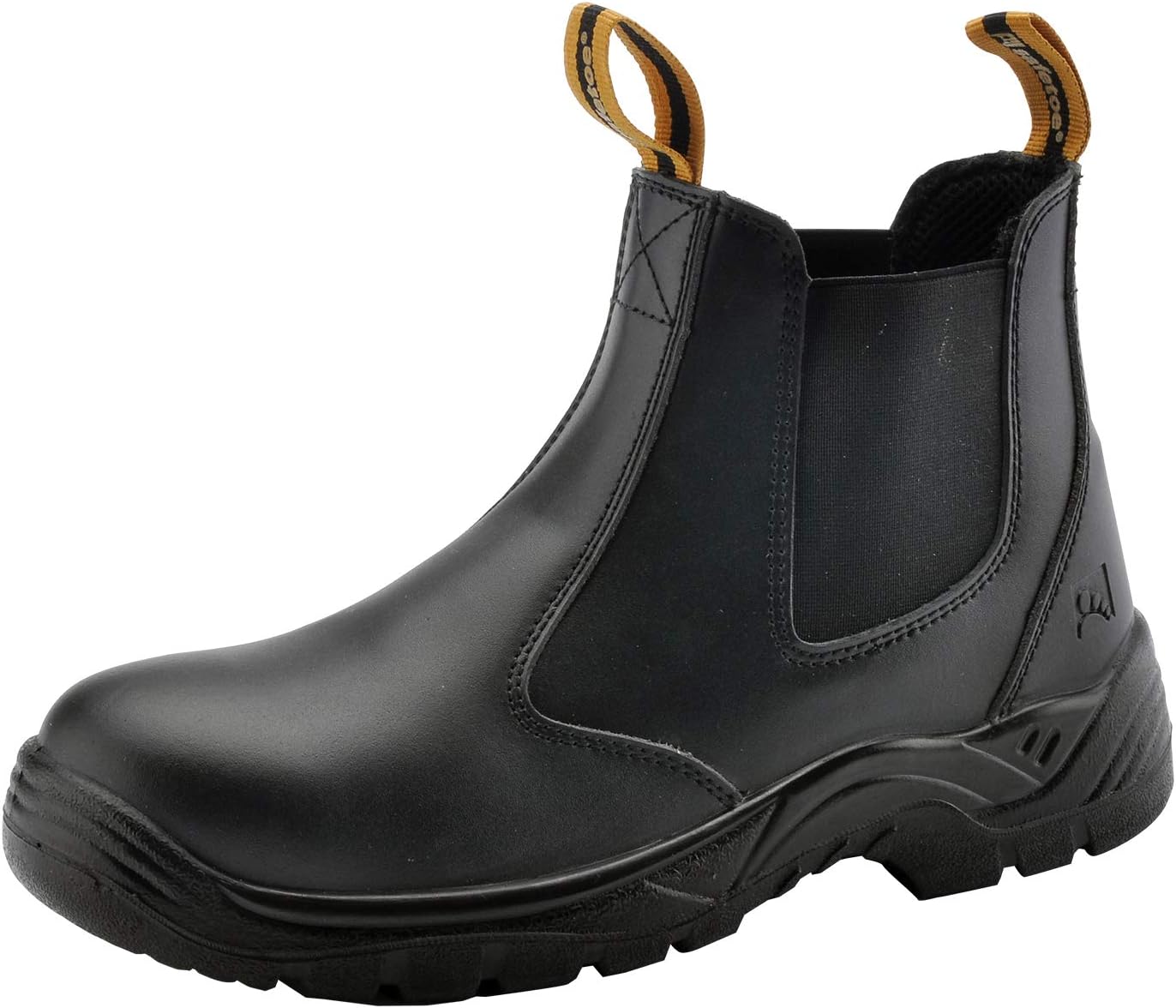 Water Resistant Safety Work Boots [CE Certified] - 8025 Free Sock S3 Site Safety Shoes with Lightweight Wide Fit Steel Toe Cap, Black Waterproof Slip On Dealer Work Boots for Men & Women Size