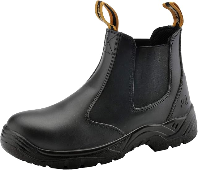 Hommes Chelsea Bottes de travail orteil en acier Bottes en cuir de vache imperméable Chaussures de travail léger …