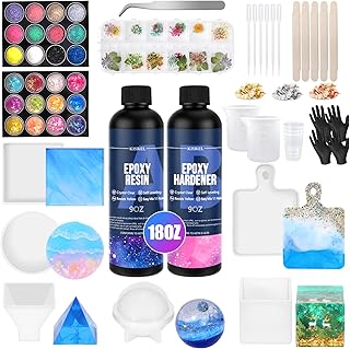 KISREL Epoxy Resin Kit for Beginners, Resin Kit with Molds, 18OZ Epoxy K...