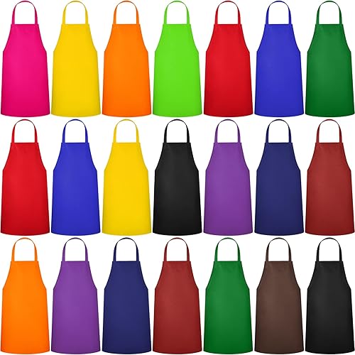 Paquete de 24 delantales con peto, delantales unisex, sin bolsillo, lavables a máquina, delantales lisos para mujeres, hombres, cocineros, cocina,