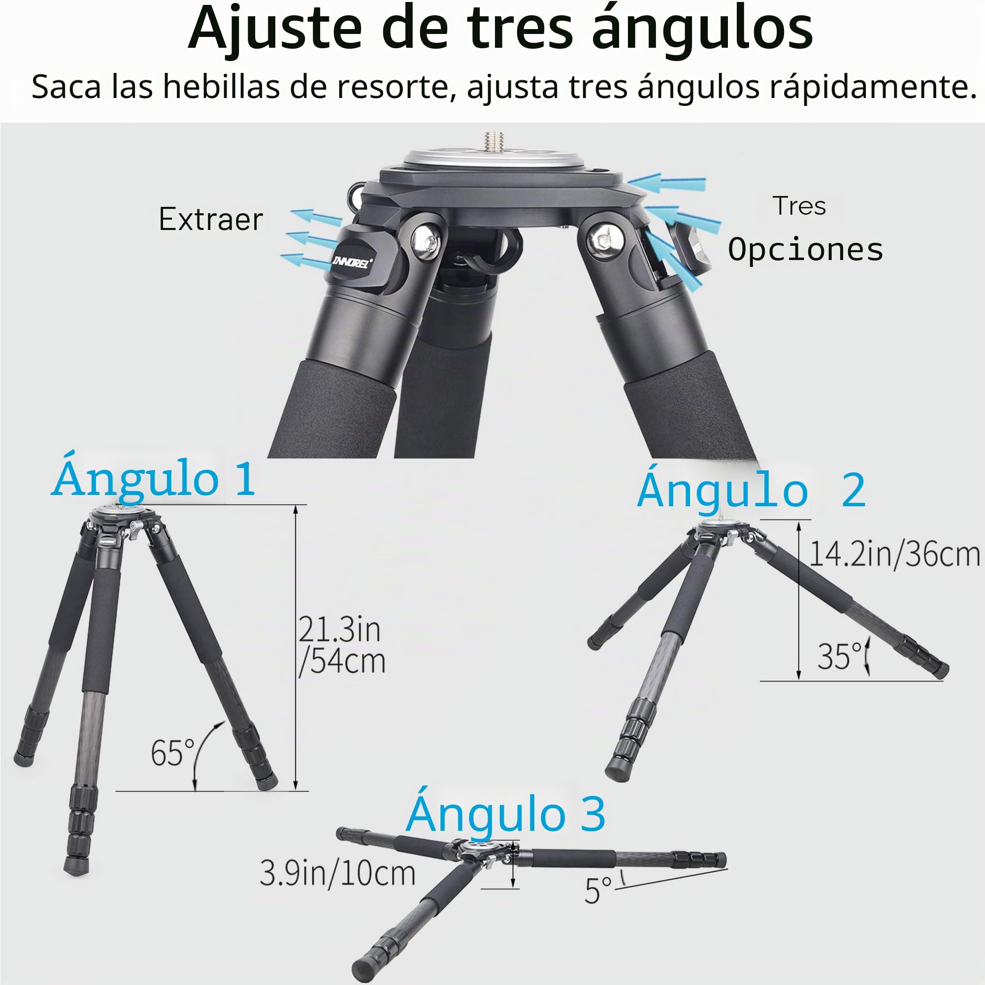INNOREL LT364C Sistemático Trípode Fibra Carbono Fotografía Profesional 160cm/63pulgadas, 4 Secciones, Carga Máxima 35kg, Tubo Máximo φ36mm, con Bolsa/Adaptador para Tazón 75mm(Trípode+Adaptador)