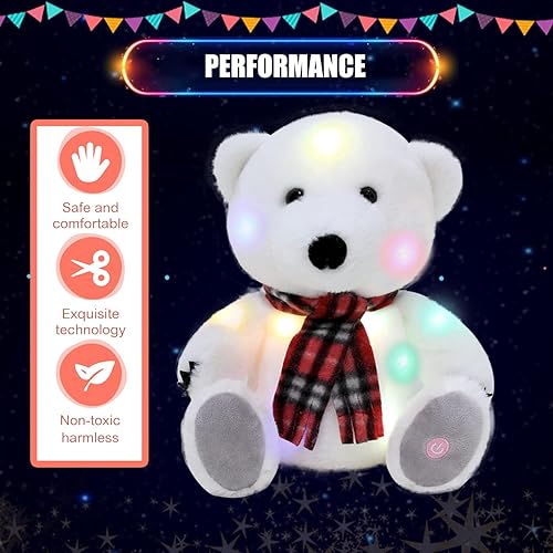 Miniatura 3 de TGTOYS Oso polar LED de peluche que brilla en la oscuridad, luz nocturna, regalo para niños en Navidad, cumpleaños, 11 pulgadas (solo luces)