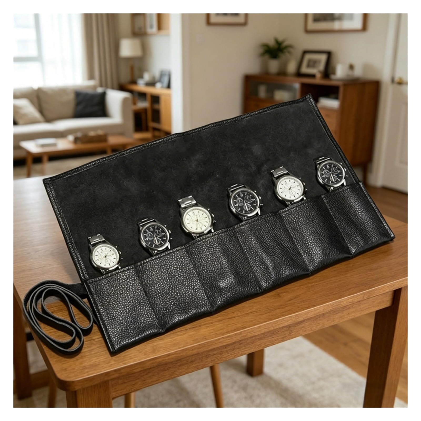 Custodia da viaggio for rotolo di orologio in pelle PU da 1 pz | Conserva e organizza più orologi da polso for i viaggi e la raccolta.(JT-77)