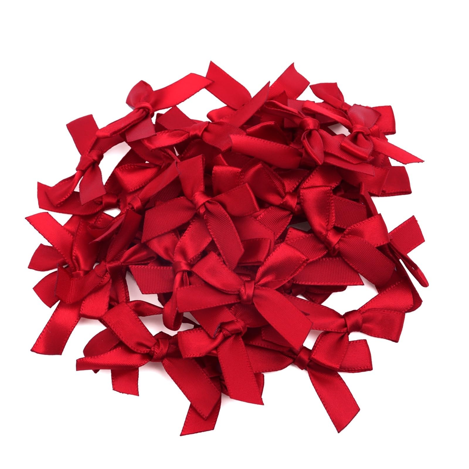 UJEDFHV Mini Bow 50pcs Satin Ribbon Bows Small Polyester Bowknots For DIY Wedding Party Clothing Headwear for DIY Crafts(Wine Red)
