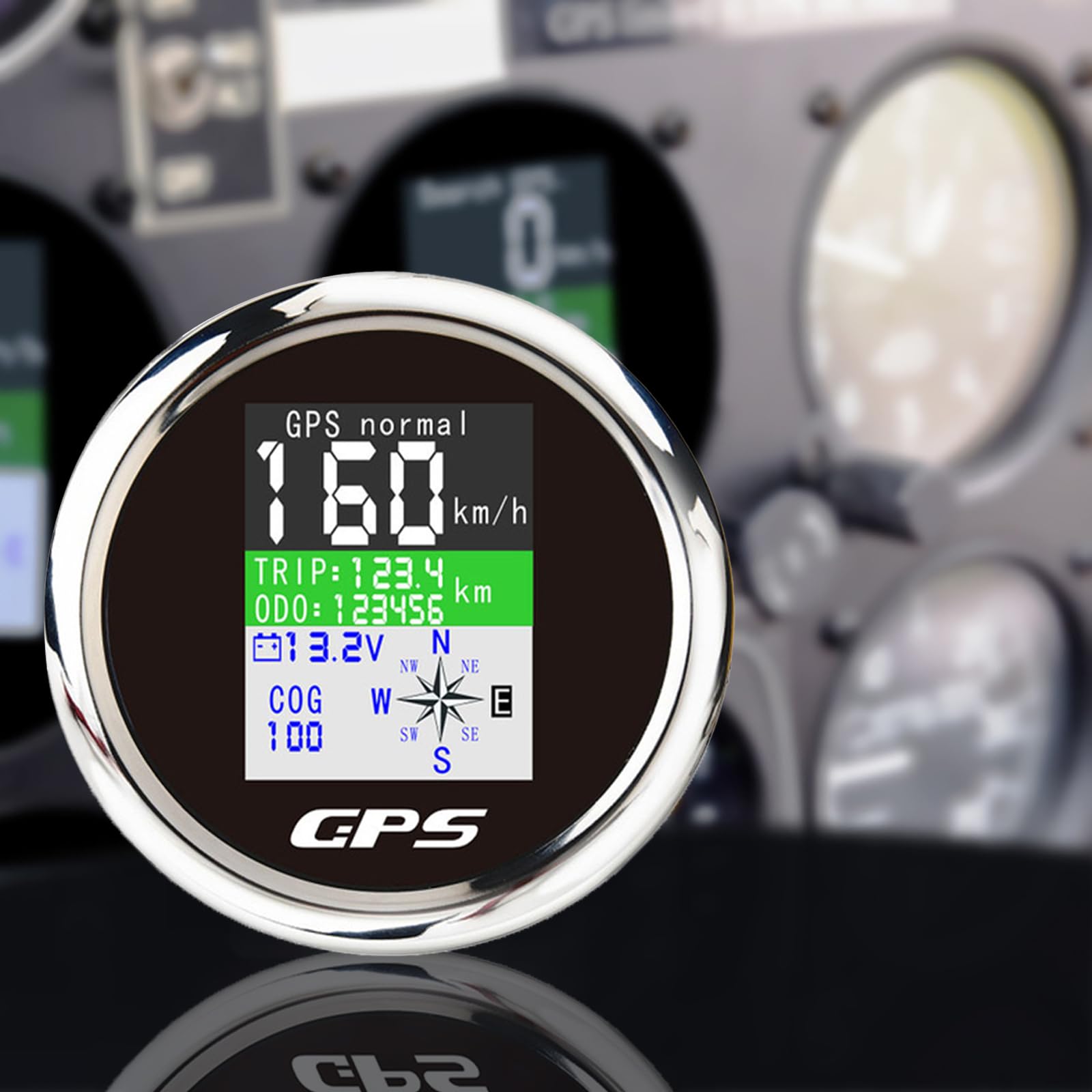 KAOLALI Universel Numérique Compteur De Vitesse GPS, Compteur de Vitesse Bateau en Acier Inoxydable de 85 mm, Compteur de Vitesse Numérique Étanche, Adapté aux Bateau Yacht Moto Voiture(Argent-noir)