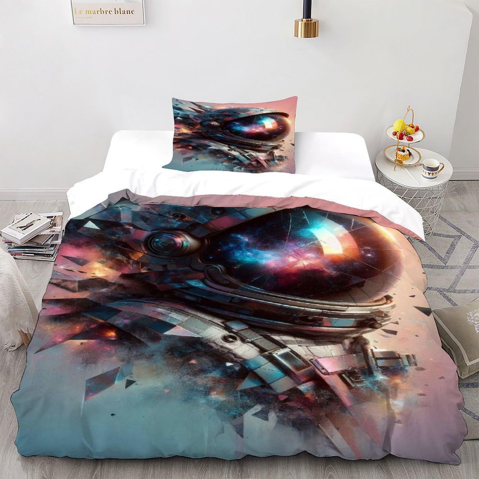 Idée cadeau parure de lit astronaute thème starry sky housse de couette microfibre simple