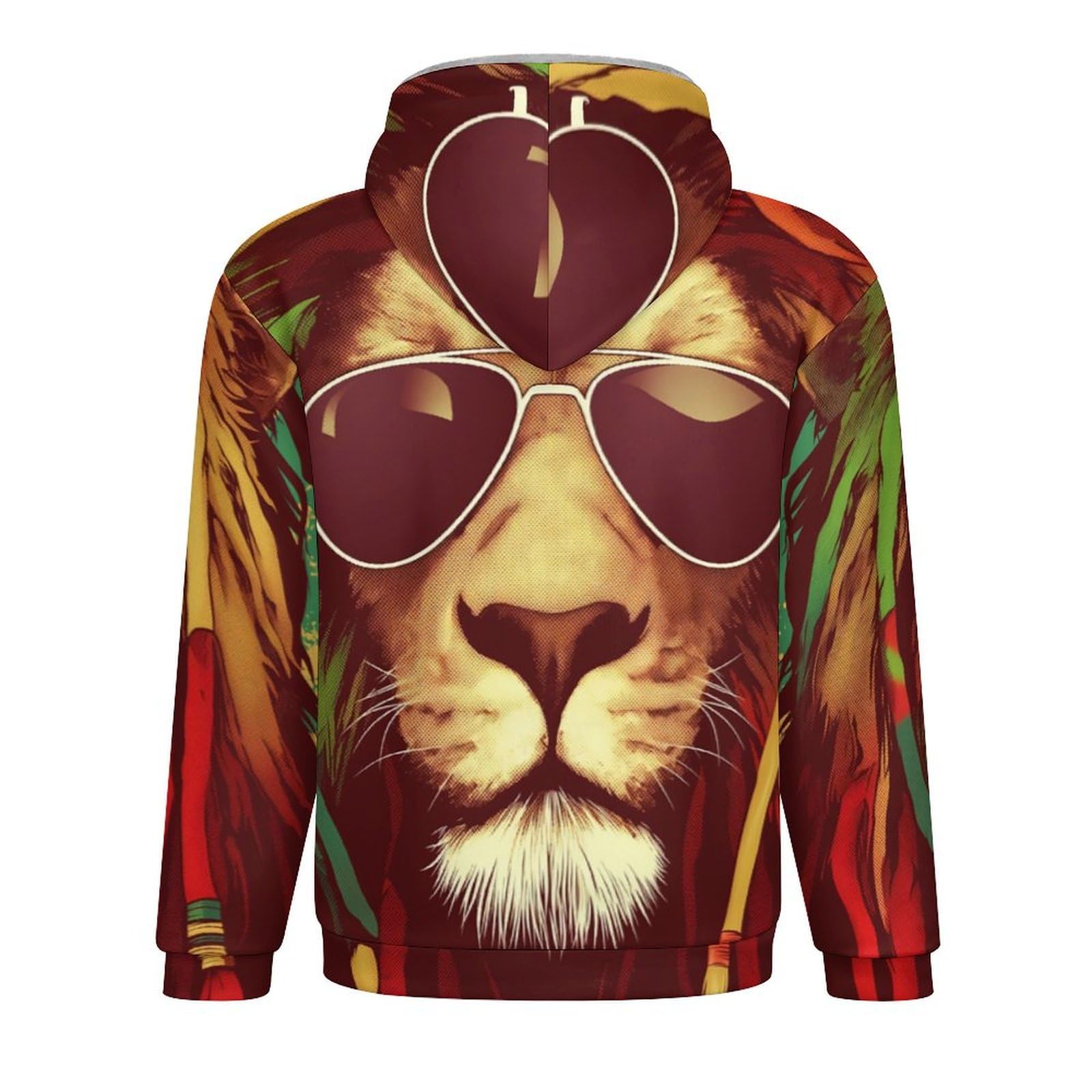 Felpe con Cappuccio da Uomo in Pile con Cappuccio Reggae Lion Felpa con Cerniera in Pile Foderato Giacche Termiche A Maniche Lunghe Cappotti Spessi E Caldi Capispalla Casual Invernali con Ca