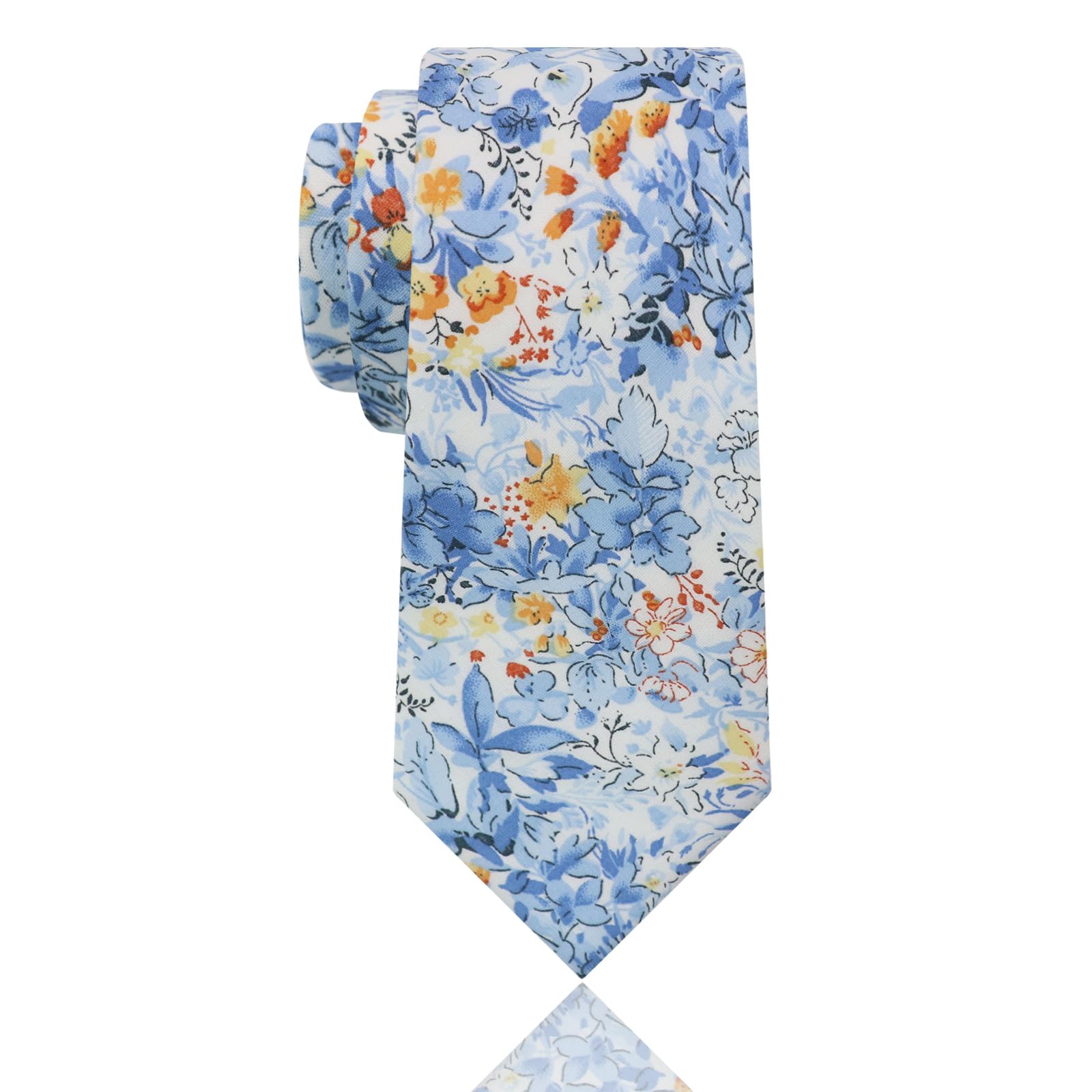 Luckyvestir Mens Ties, Sage/Dusty Blue/Pink Floral Ties for Men, 2.76" Cotton Flower Necktie for Wedding/Groomsmen/Party