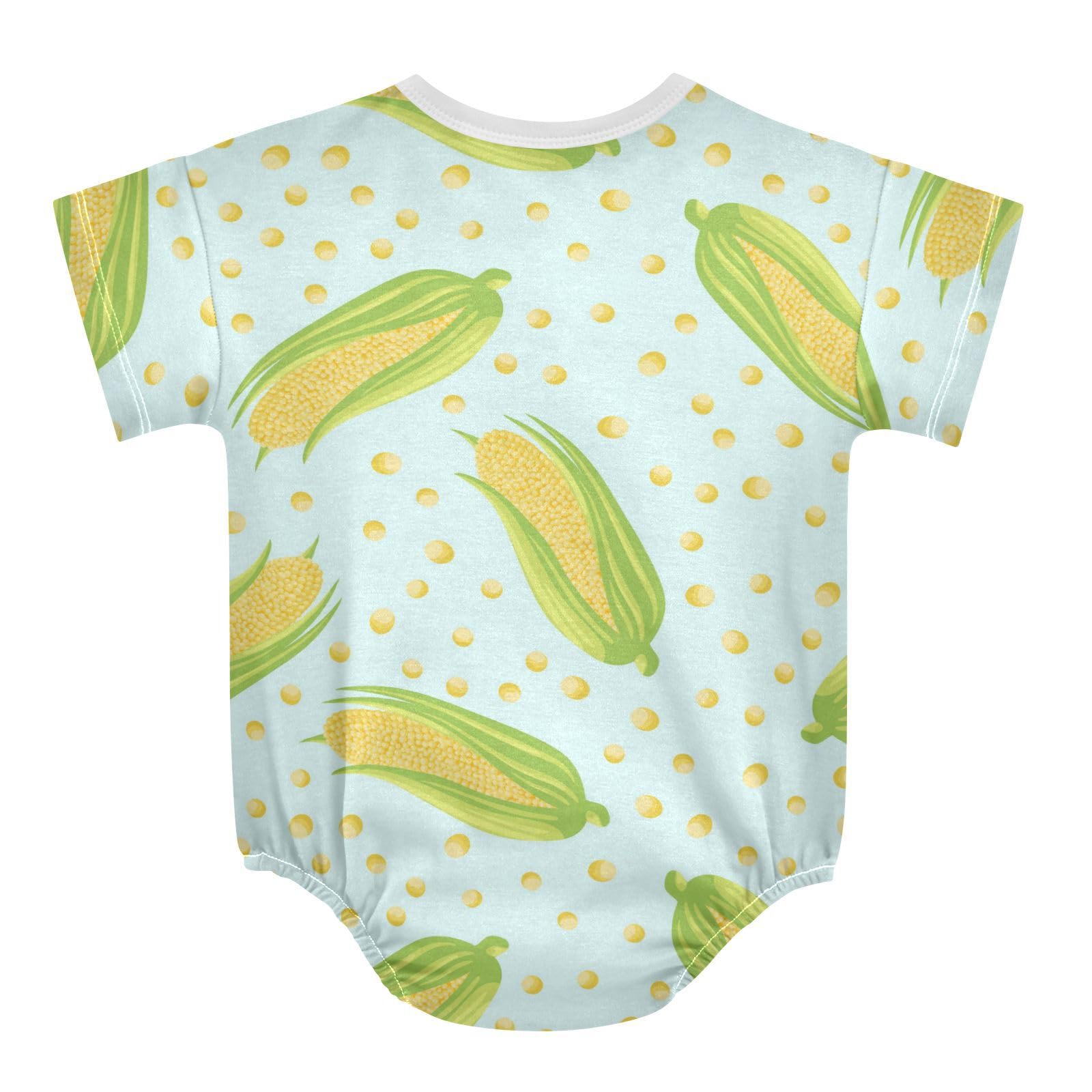 Wusikd Yellow Corn Cobs Baby Bubble Romper Newborn Boy Girl Short Sleeve Bodysuit Blue Fresh Summer Clothes Outfits 6M