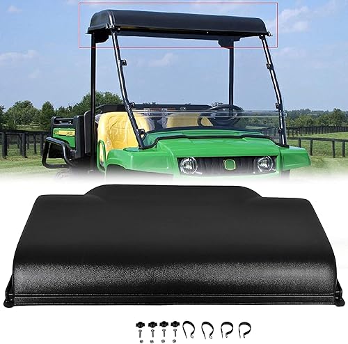 Miniatura 2 de Kojem Cubierta rígida compatible con John Deere Gator TS/TX/TE 2005-2020, toldo de tractor negro, resistente al viento y a la lluvia