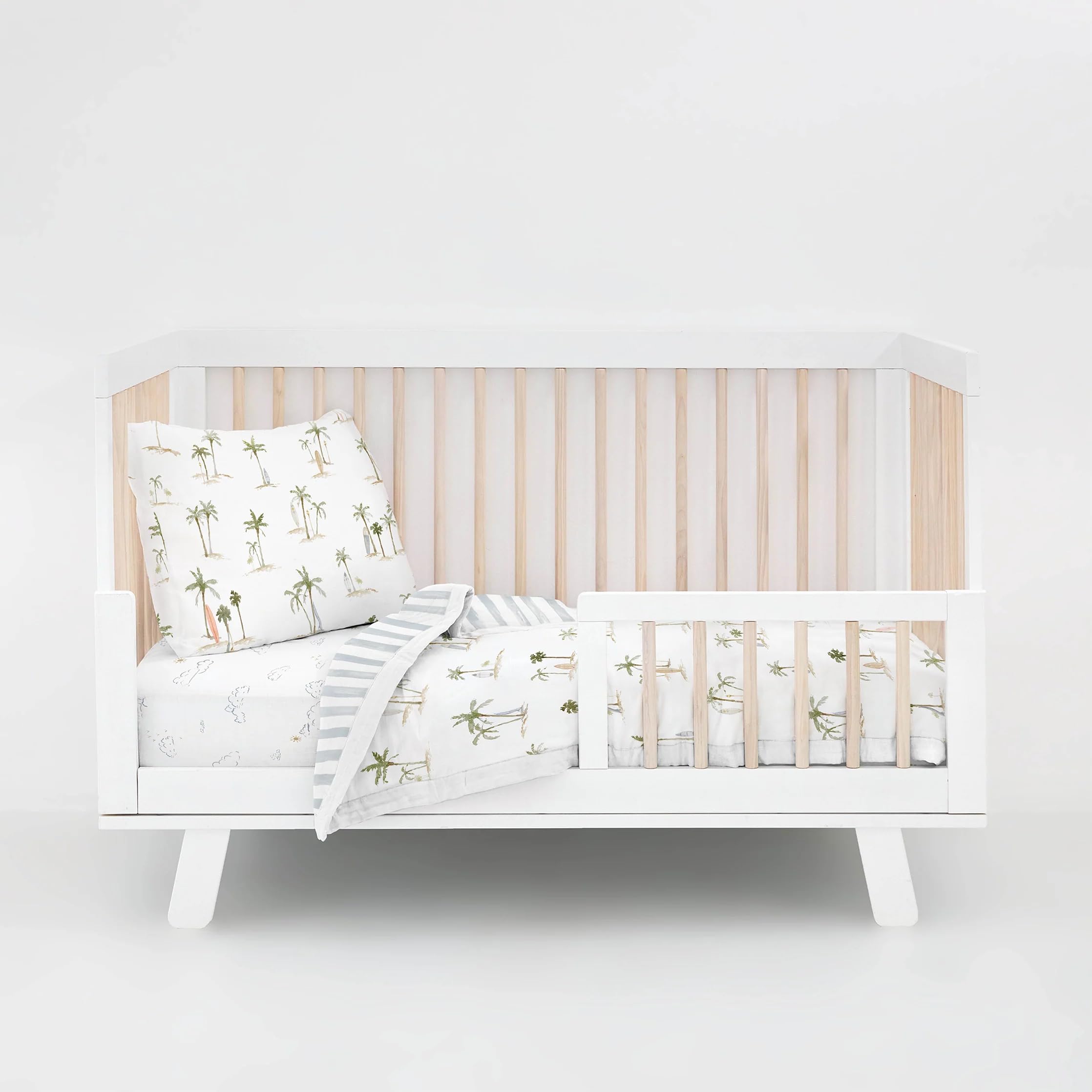 Little Unicorn Toddler Bedding 3-Piece Set | Includes Comforter, Crib Sheet &amp; Pillowcase | Soft &amp; Breathable Muslin Fabric | for Convertible Cribs &amp; Toddler Beds (Palm Paradise)