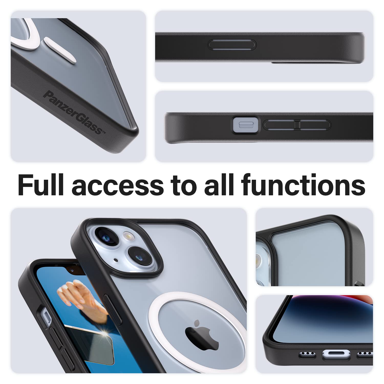 PanzerGlass™ ClearCase™ Custodia protettiva per iPhone 14 | 13 - Custodia protettiva per iPhone compatibile con MagSafe - Retro in vetro temperato con cornice in TPU che assorbe gli urti