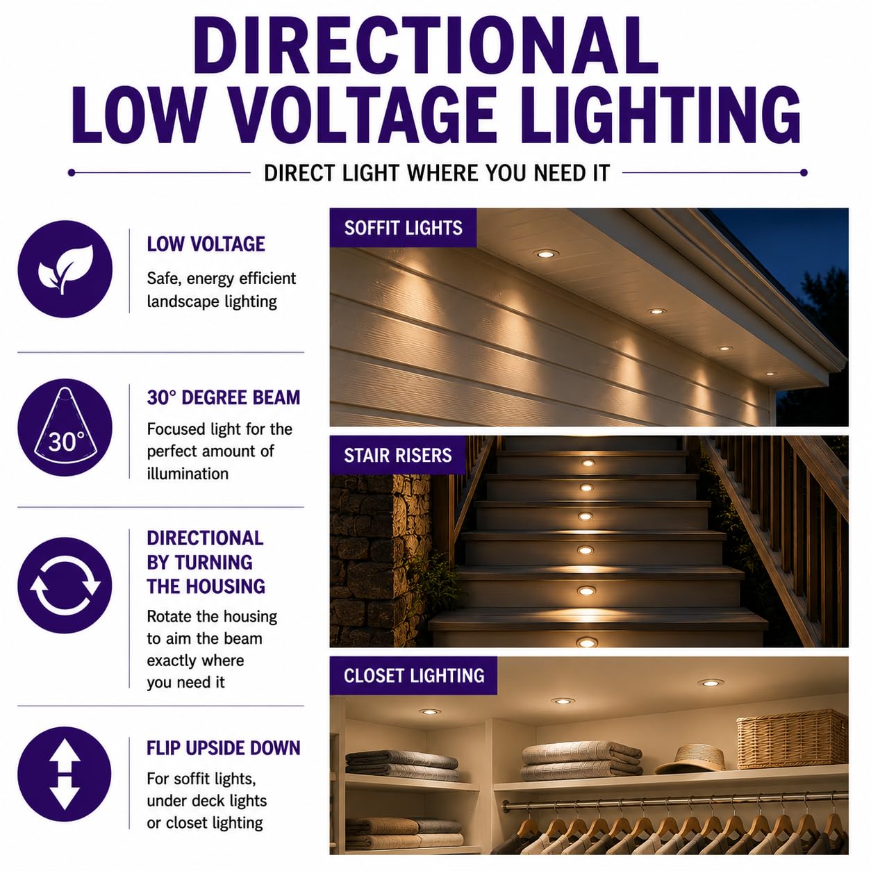 Set di 4 luci per scale a LED per interni ed esterni