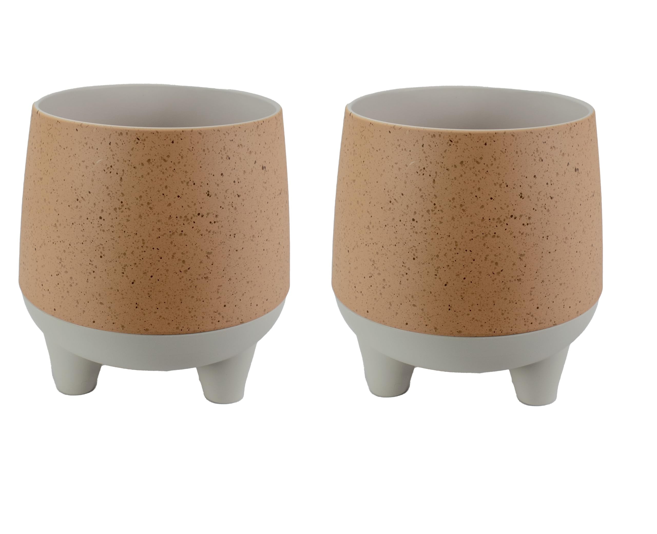 The HC Companies Orion Self Watering Planter - Lightweight Indoor Plastic Plant Pot for Herbs and Flowers (8" Muted Clay, Pack of 2)