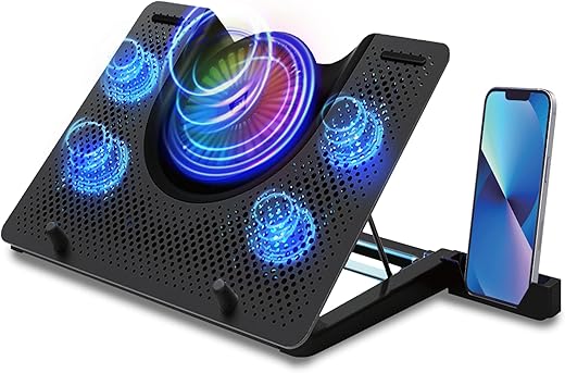 Archer Tech Lab, Squall 100 RGB Gaming Laptop Cooling Pad with Aluminium Metal Grid, 5 Turbo Fans, Powered by USB Port, 5 Adjustable Angles,…