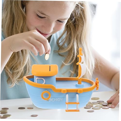Miniatura 6 de ibasenice Alcancía pirata Alcancias de Dinero para adultos Novedad Hucha Modelo Pirata Cambio de Jarra Chica Juguetes Alcancías Niños Velero Niño