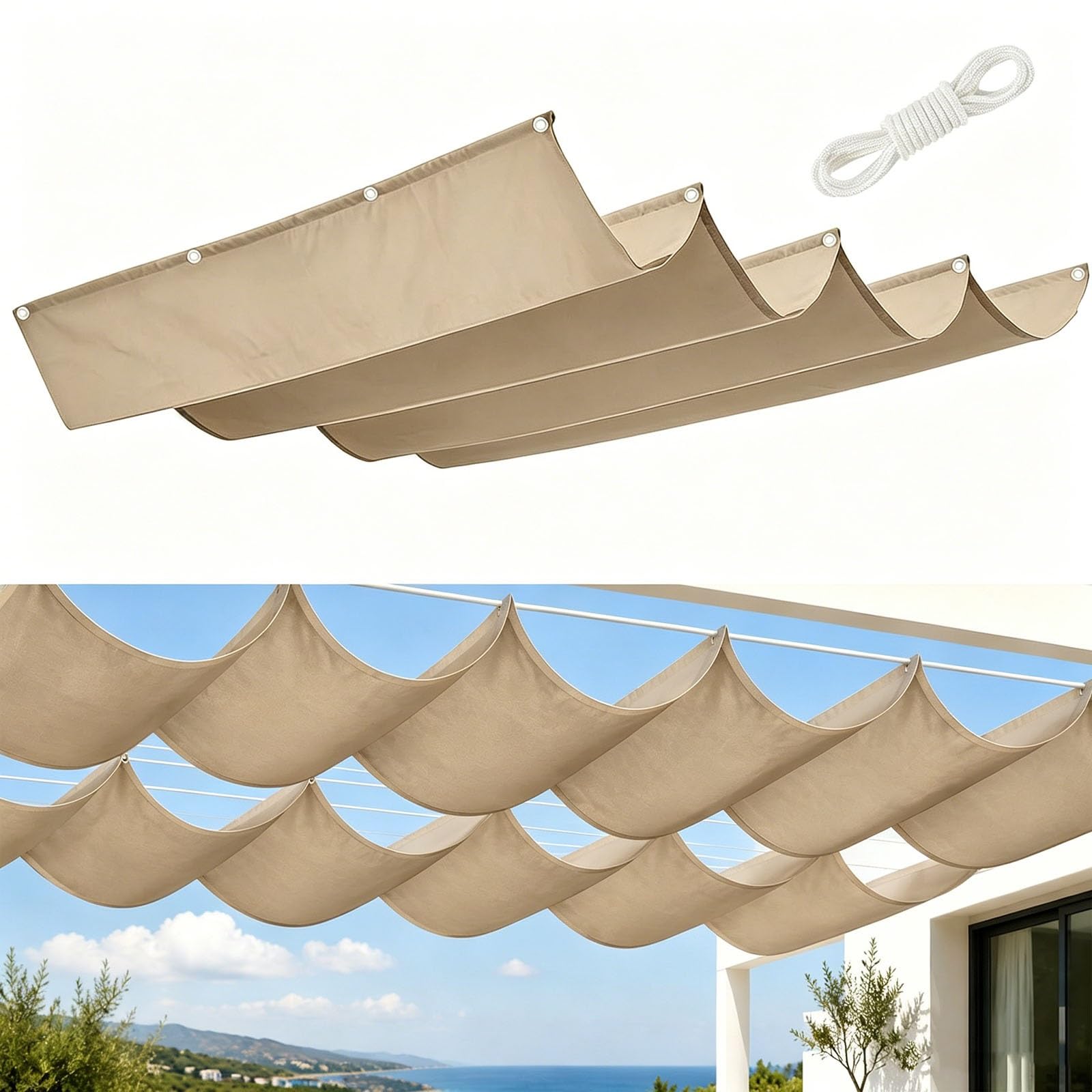 Voile d'ombrage rétractable imperméable et indéchirable pour jardin