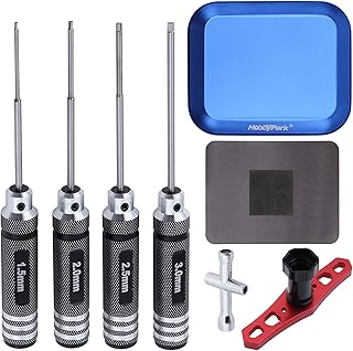 Hobbypark Hex Drivers 1.5mm 2.0mm 2.5mm 3.0mm Allen Keys Driver, RC Wheel Wrench, RC Screw Tray for RC Car Traxxas Arrma Axial SCX10 Redcat Racing Helicopter Drone