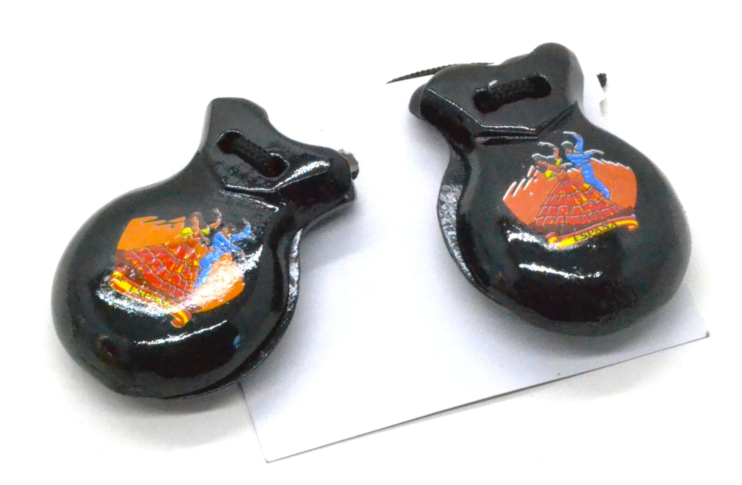 Black 1 Pair Spanish Small Castanelles 6cm (2-6) Natural Pine Wood SIZE for the little ones. Traditional Spanish Souvenir Gift of Spain Hand Percussion - Image 3