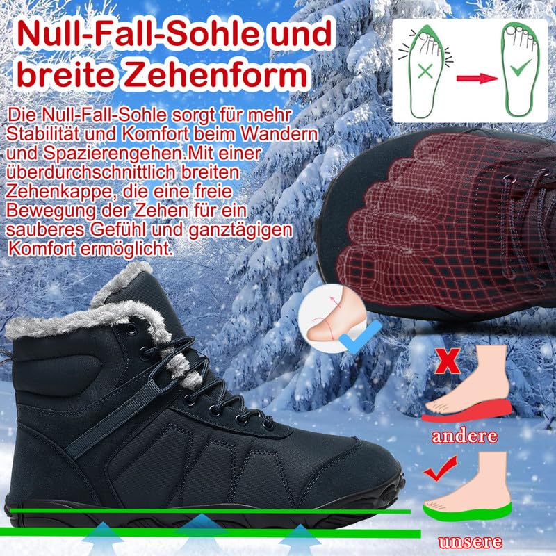 MIFAWA Barfußschuhe Winterstiefel Herren Damen Schneestiefel