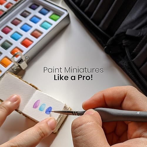 Miniatura 6 de Juego de pinceles de pintura de detalles finos para aceite acrílico, acuarela, virolas inoxidables y asas ergonómicas, pinceles de pintura, pinceles