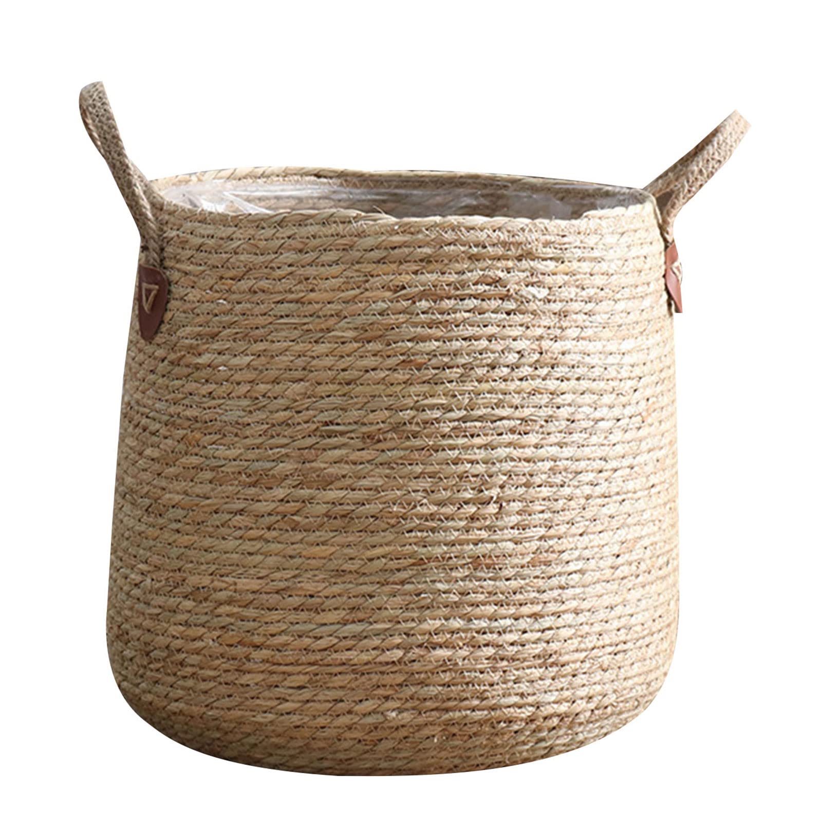 Hsioluted Grass Woven Flower Basket with Handle Multifunction Organizer Supplies for Indoor Outdoor Garden Yard Plant Planting Flower Basket