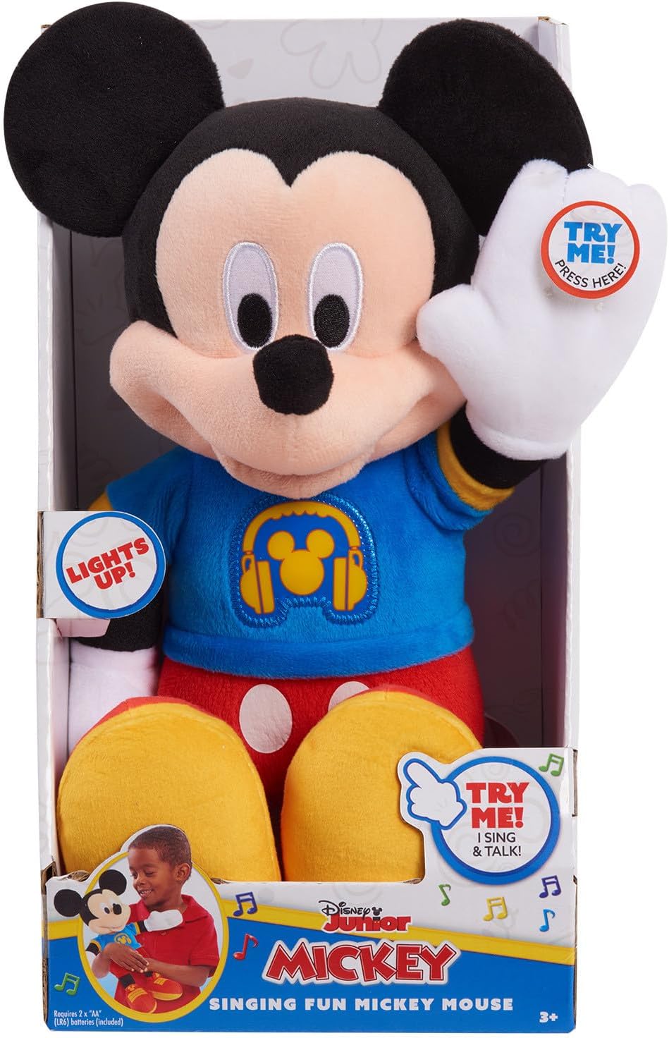 Disney Junior Mickey Mouse Singing Fun Mickey Mouse, 12-inch Plush Stuffed Animal, Officially Licensed Kids Toys for Ages 3 Up by Just Play