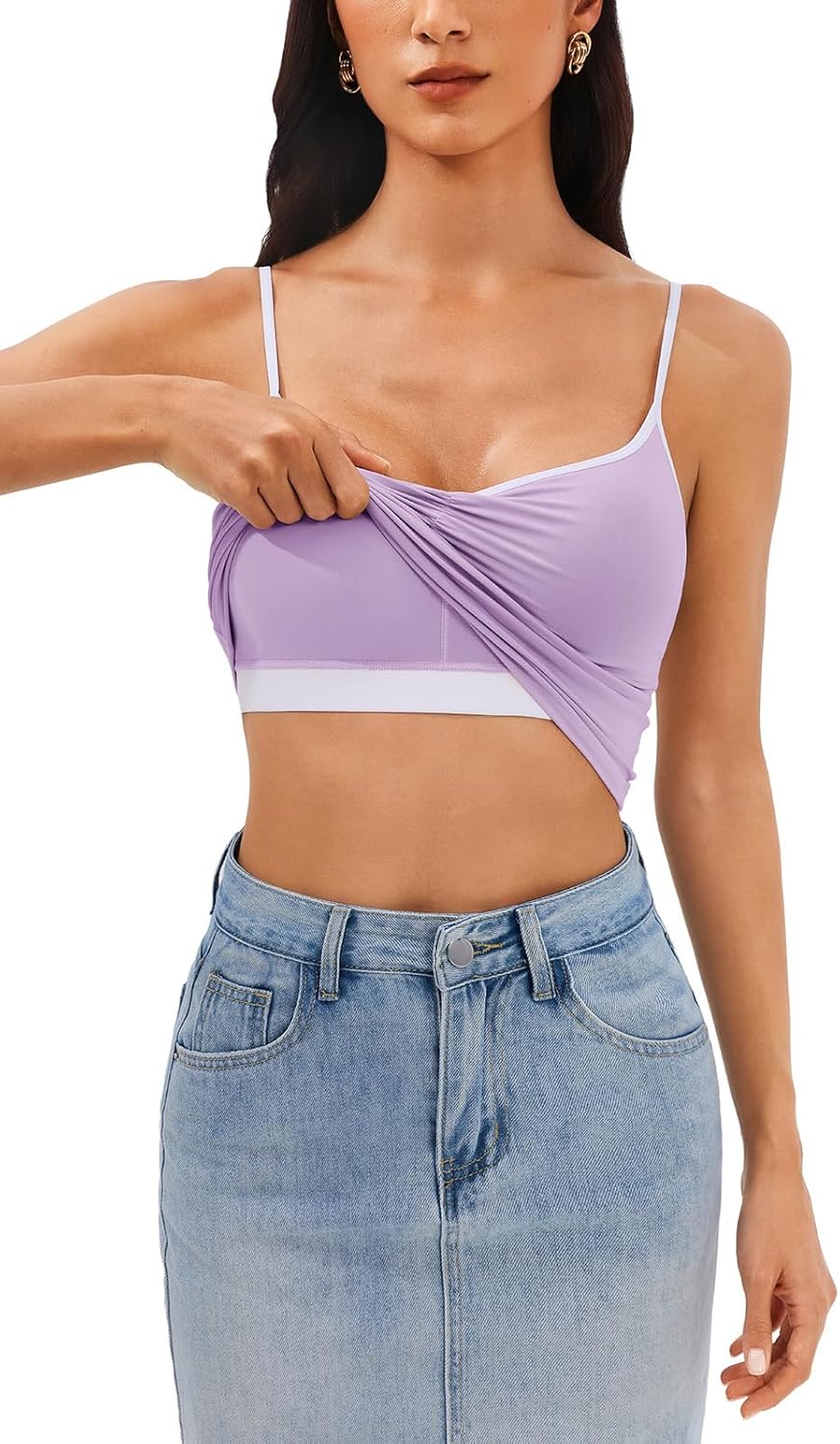 Longline Padded Sports Bra Workout Top for Women, Adjustable Straps Backless Crop Top Push Up Yoga Running Tank Top - Image 2