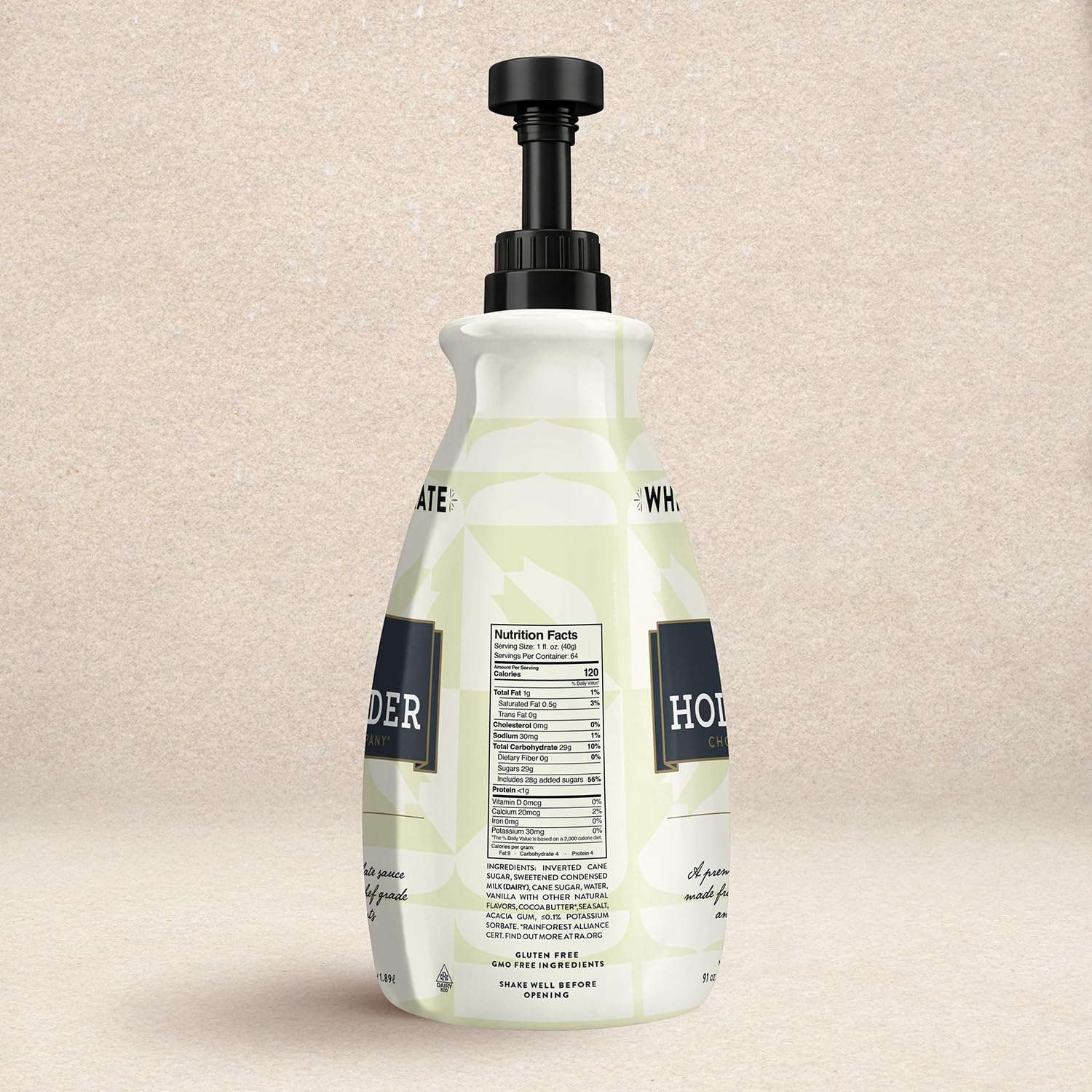White Chocolate Café Sauce™ by Hollander Chocolate Co. | Idealny dla profesjonalnego lub domowego baristy, certyfikat Rainforest Alliance, bezglutenowy, bez soi, syropu kukurydzianego, waga netto