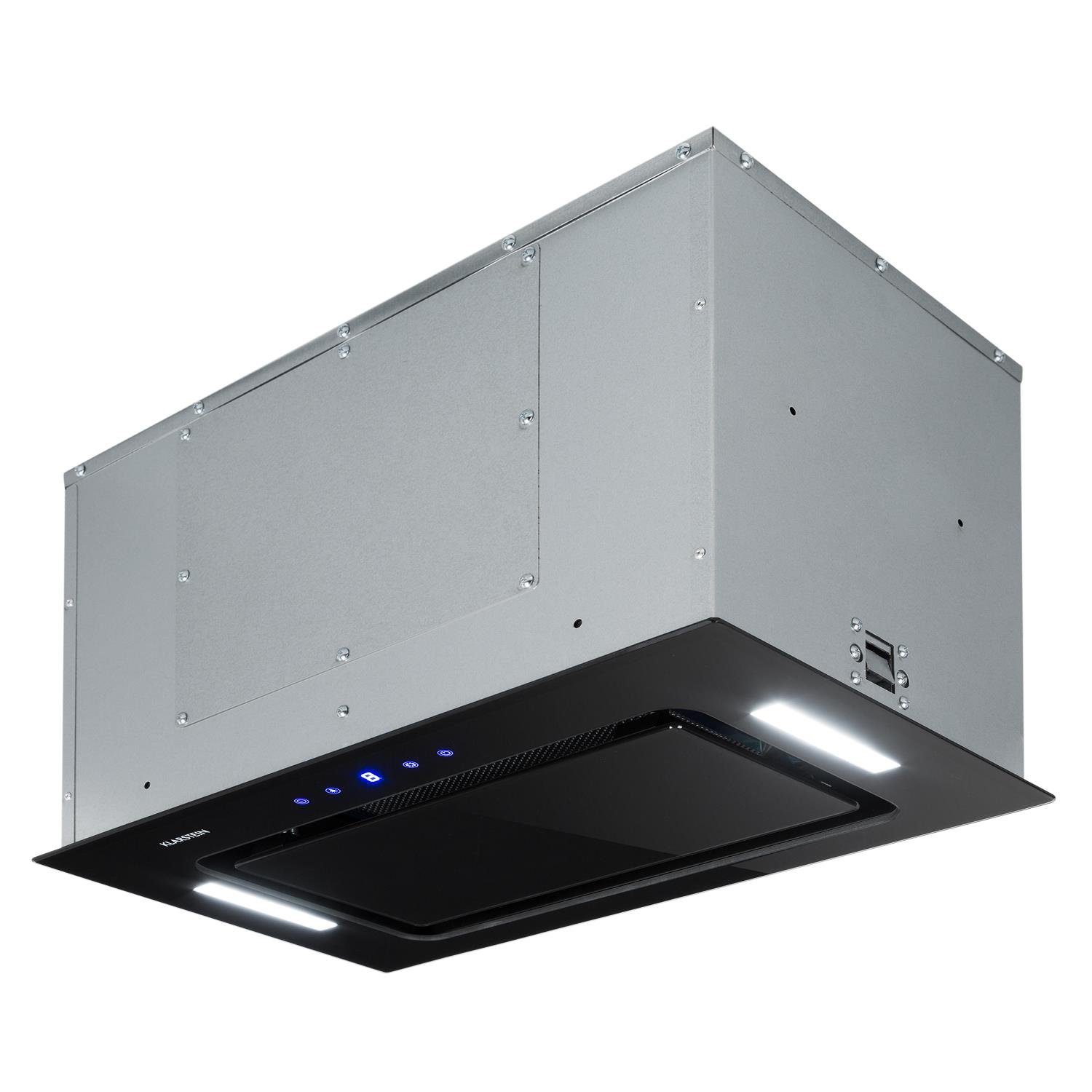 Klarstein HEKTOR - Extractor de humos, Extractor bajo mueble, Autoapagado, Panel táctil, Iluminación de la cocina, Hasta 530 m³/h, 2 filtros de carbóno activo, 52 x 30 x 30 cm, Negro