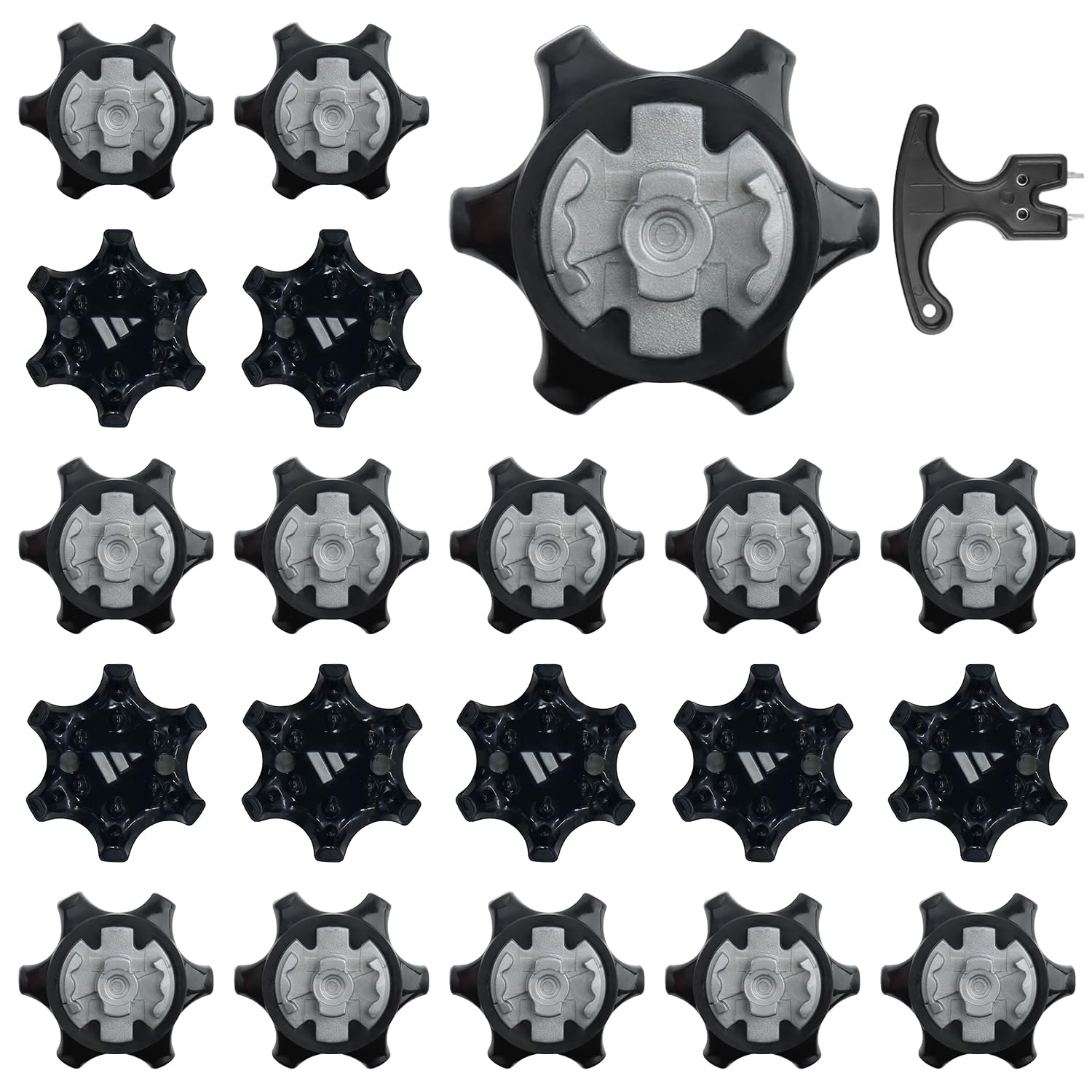 Befurglor 20 PCS Golf Shoe Spikes, Pins System Replacement Bulk Cleats, Golf Shoe Studs with Wrench, Shoe Spike Cleats with Tooth Spike for Easy Install, Anti-Slip, Traction, Comfort