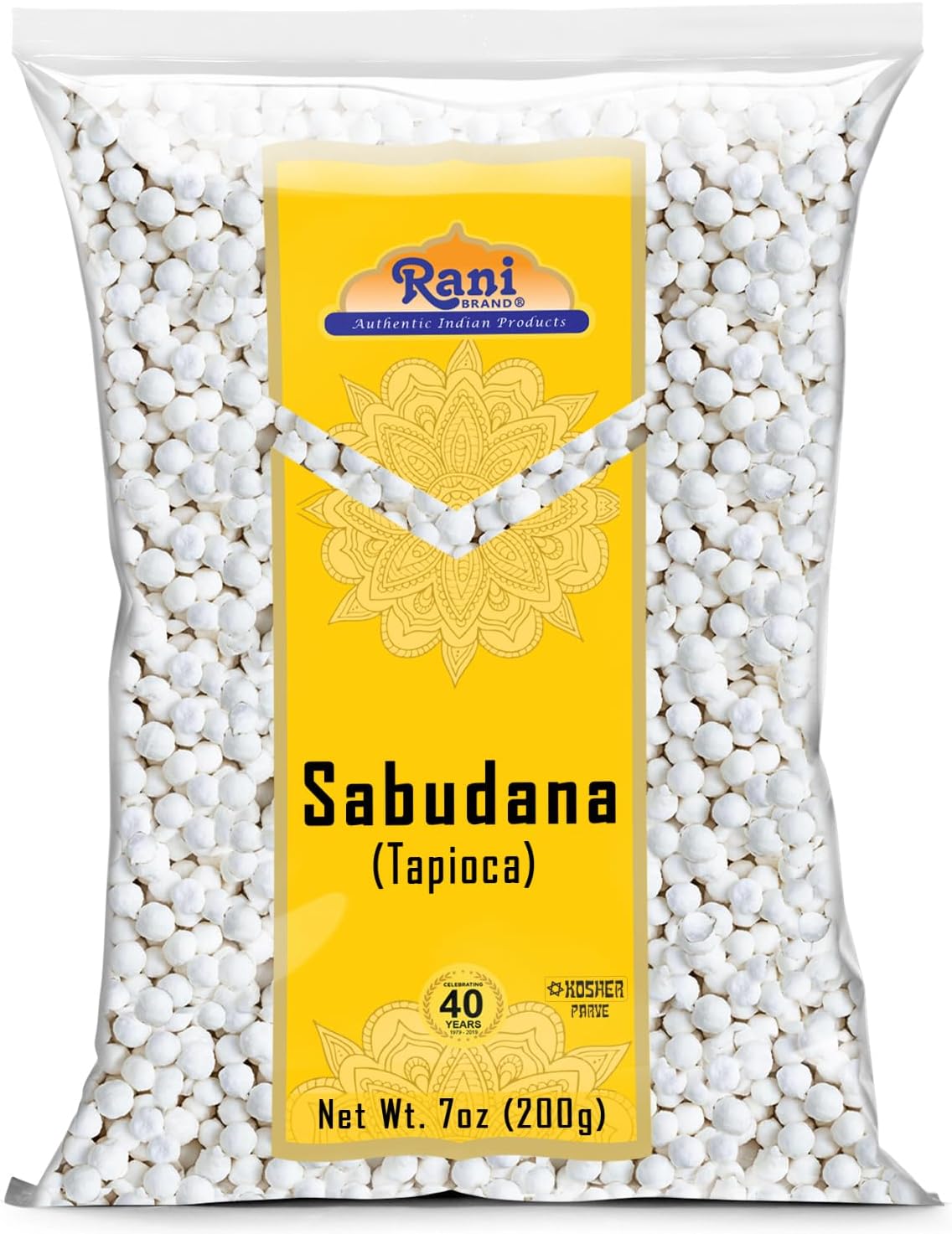 Rani Sabudana (Tapioca/Sago) Pearls 7oz (200g) ~ All Natural | Vegan | No Colors | NON-GMO | Kosher | Indian Origin