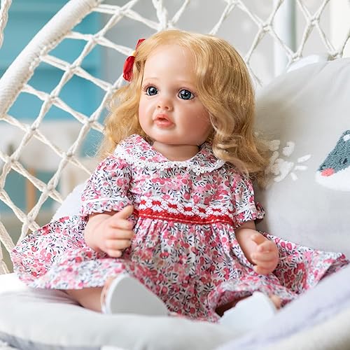 Miniatura 5 de Reborn Baby Dolls Ropa de niña de 22 pulgadas para muñecas Reborn de 22 a 24 pulgadas, trajes de vestir con estampado rojo