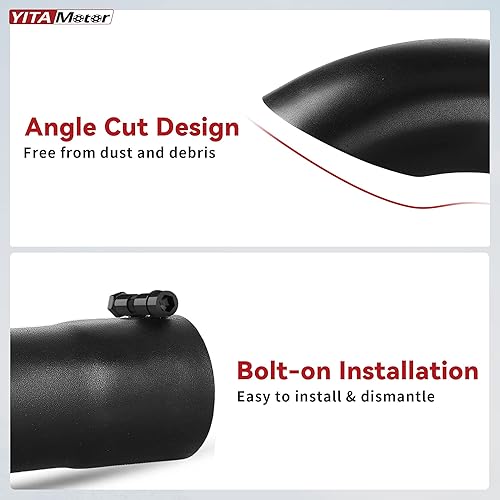 Miniatura 6 de YITAMOTOR Punta de escape de entrada de 2.5 pulgadas, punta de escape profesional de acero inoxidable de 2.5 x 2.5 x 9 pulgadas, ajuste de tubo de