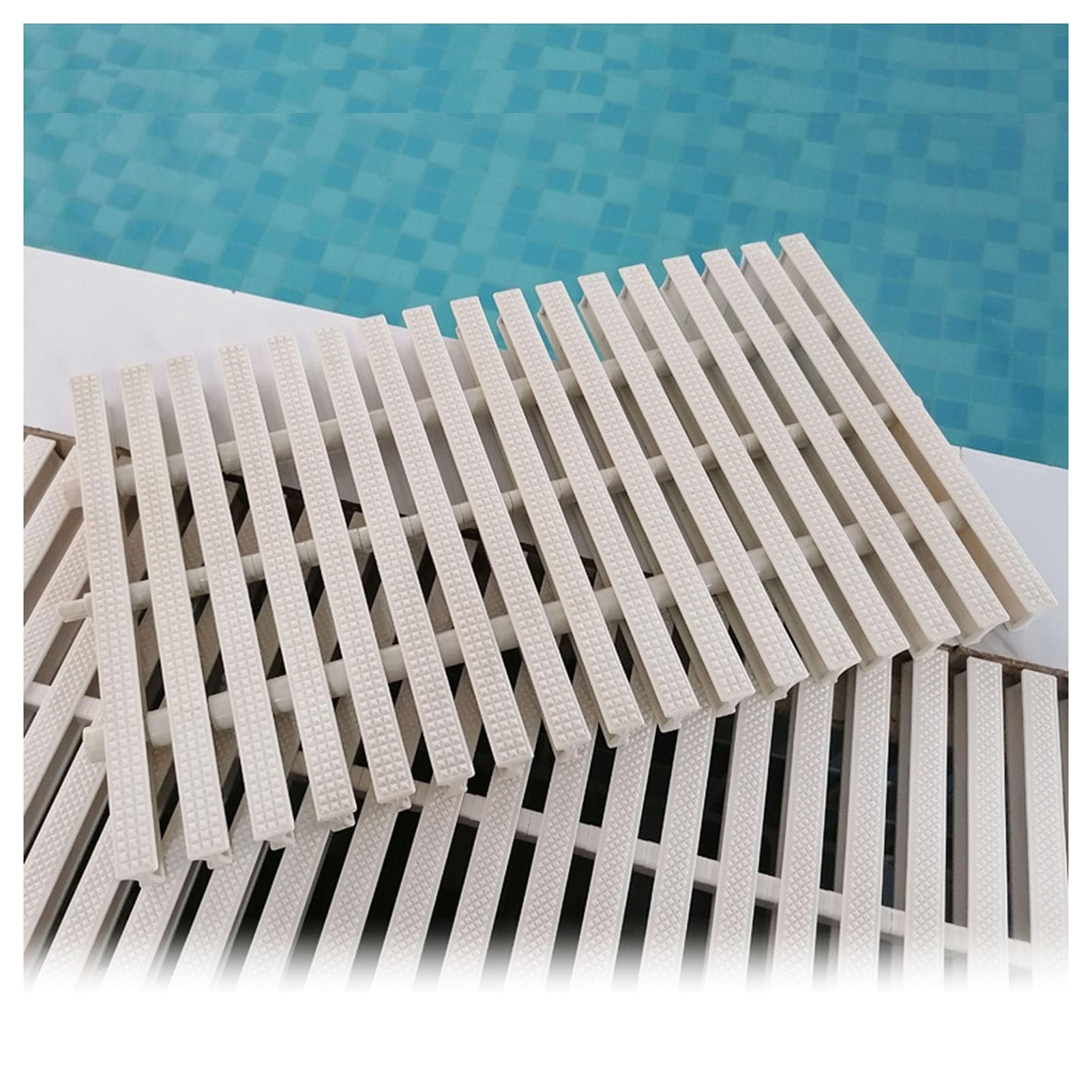 WQPMNYG PVC Swimming Pool Grates Set - 4pcs Overflow Drainage Grate (18x100CM) for Indoor/Outdoor Water Management, Splicable Channel Gutter Grating for Efficient Pool Drainage