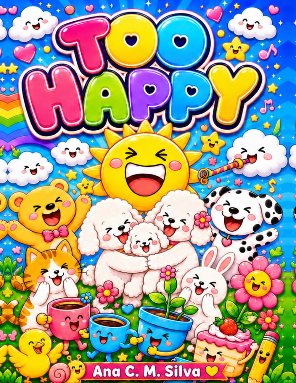 Too Happy: A Super Cute Kawaii Coloring Book Full of Joyful Animals, Smiling Objects, and Big Happy Feelings