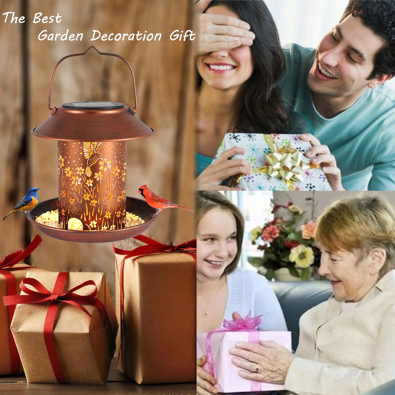 Kolibri-Solar-Vogelfutterstation Mit LED-Beleuchtung – Wasserdicht, Metall, Für Garten & Balkon
