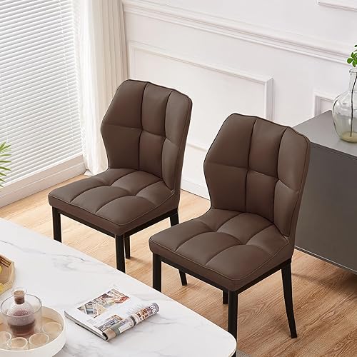 Miniatura 7 de Bekrvio Juego de 2 sillas de comedor modernas de mediados de siglo, Sillas de Comedor, sillas de comedor tapizadas sin brazos, sillas de comedor de