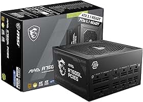 Fonte de Alimentação MSI MAG A750GL PCIE5-750W, 80 Plus, Gold, PFC Ativo, Full Modular