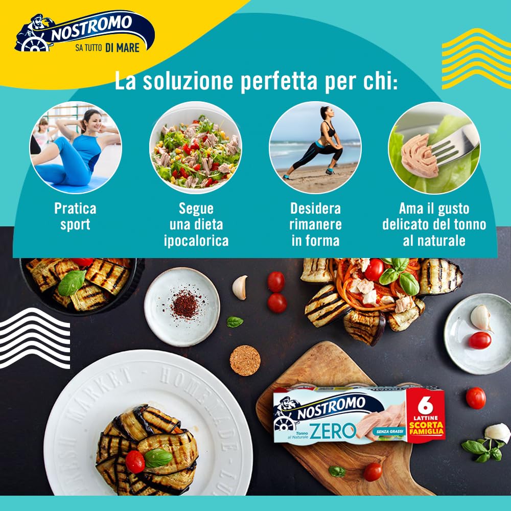 Nostromo Tonno al Naturale 65g – Confezione Scorta 60 Lattine (10 x 6) – Zero Grassi, Sgocciolato e Pronto da Gustare – Tonno in Scatola Formato Convenienza