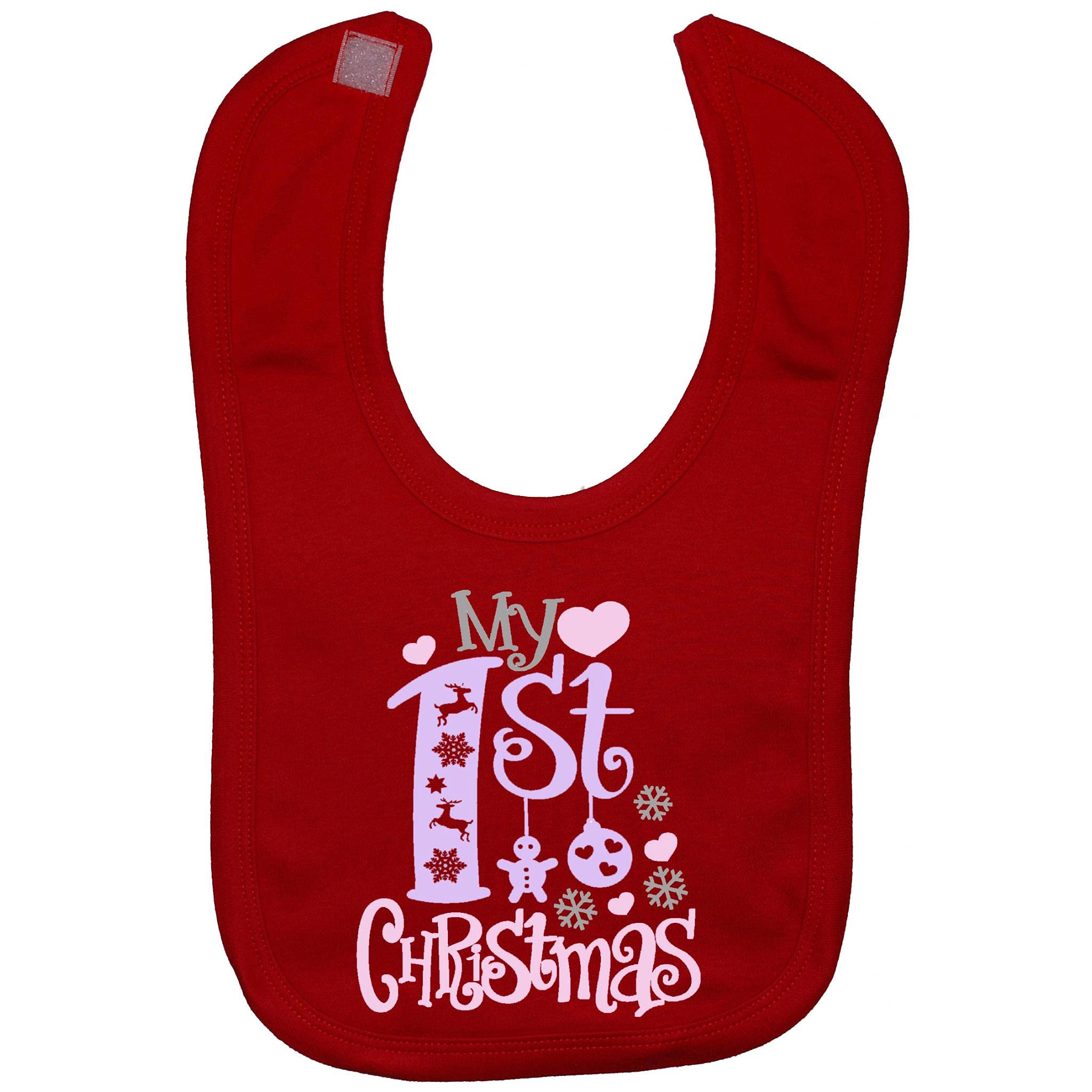 Acce Products Red My First Christmas Baby Feeding Bib Touch Attach 0 To Approx 3 Years