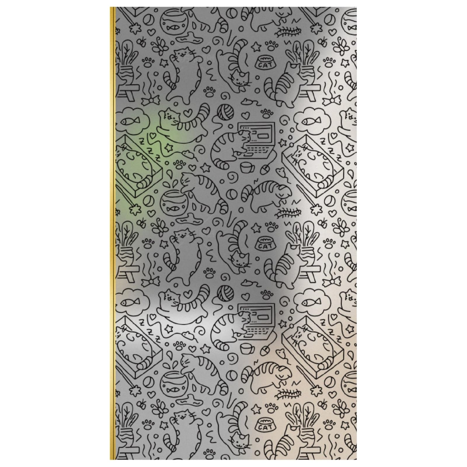 Fensterfolie Blickdicht 90x200CM Tierkatze Statisch Selbsthaftend Dekorative Folie, Abnehmbare Glasfolien Anti-UV, für Badezimmer küche