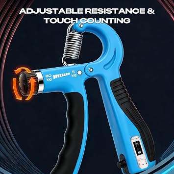 Adjustable Hand Gripper with Smart Counter, 5-60kg Resistance Grip Strength Trainer for Sports and Fitness