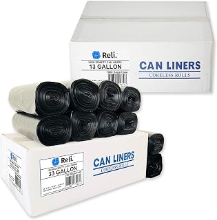 Reli. 33 Gallon Trash Bags (250 Bags) & 13 Gal Trash Bags (1000 Bags)
