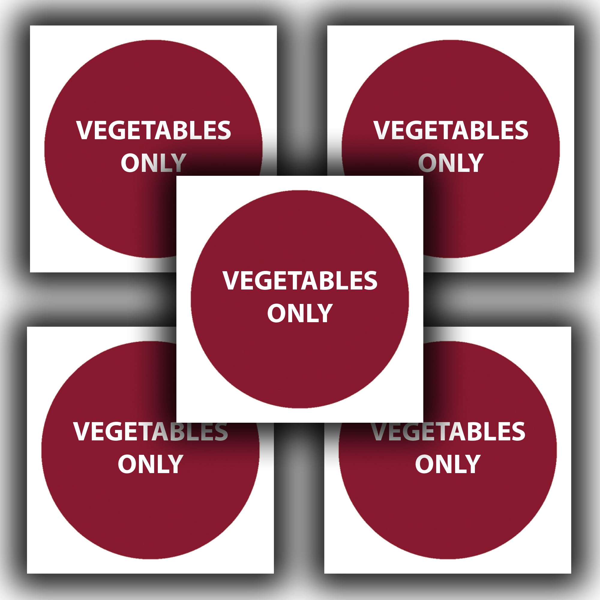 5 Pack - Vegetables Only Food Allergen Stickers - Colour Coded Kitchen Labels - Restaurant Catering Decals - 100mm x 100mm