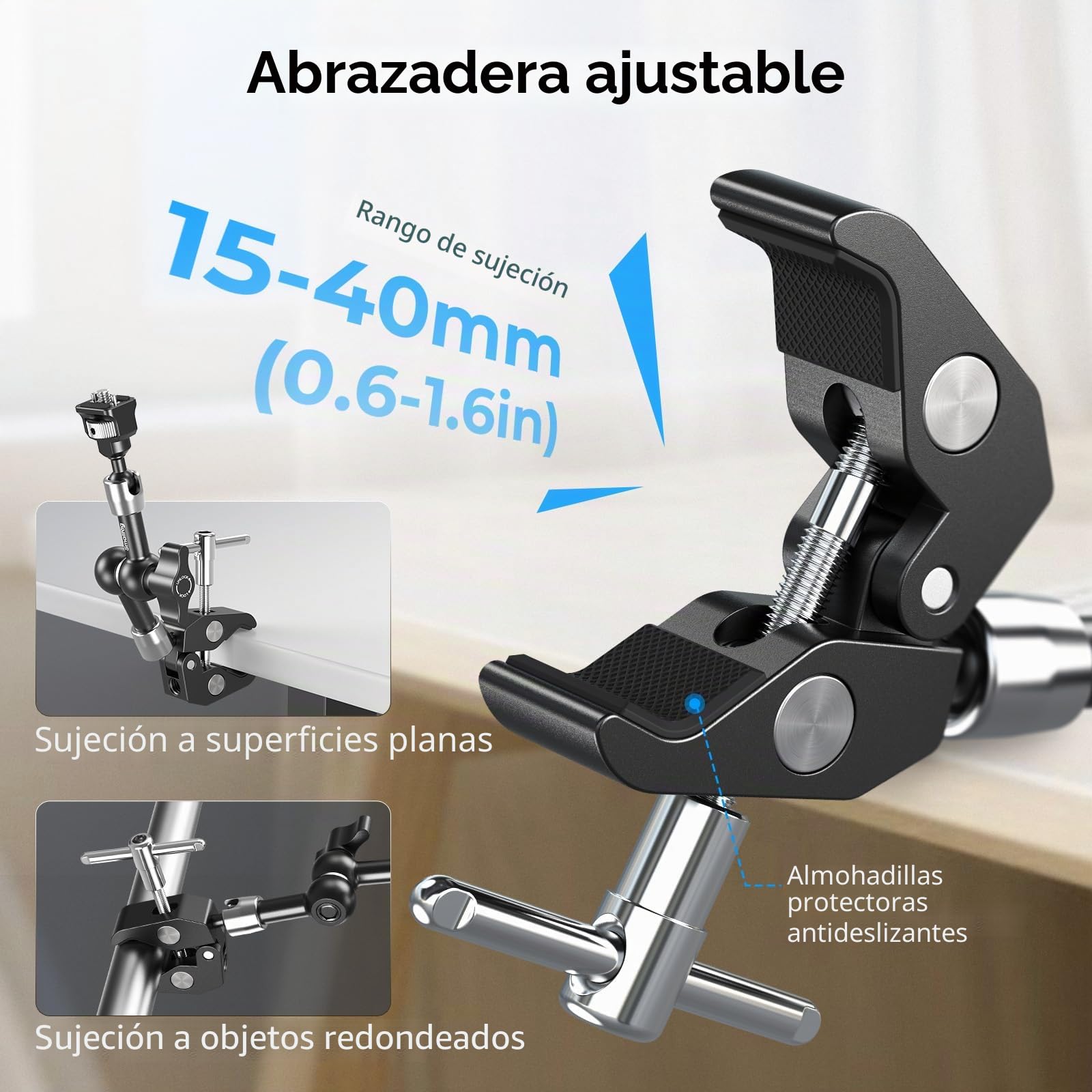 SMALLRIG Brazo mágico de 7 pulgadas con abrazadera en forma de cangrejo, brazo con tornillo de 1/4"-20 y pines retráctiles, para cámaras de acción, monitores, luces de vídeo y micrófonos - 5310