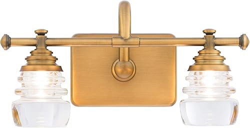 Miniatura 3 de WAC Lighting dweLED, Rondelle - Lámpara LED de 2 luces para tocador de baño o pared de 3000 K en latón envejecido