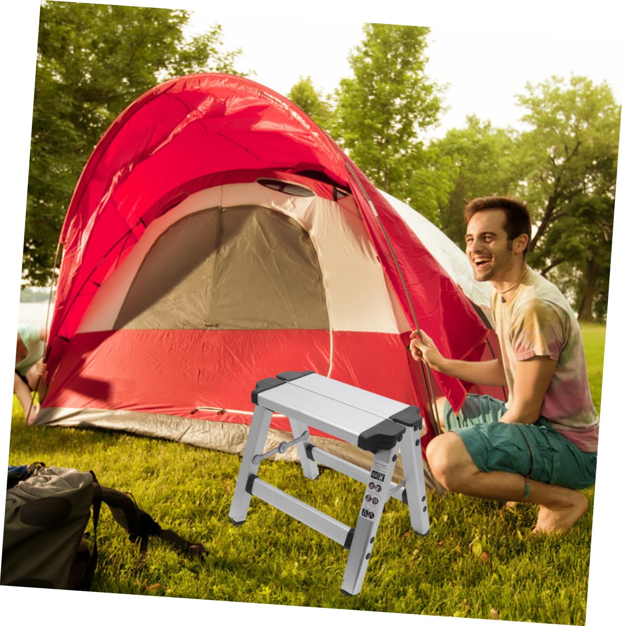 Mikinona Sgabello Pieghevole in Lega di Alluminio Portatile Sedia da Pesca e Trekking Compatta Sgabello Multiuso per Campeggio e Uso Domestico Elevata Capacità di Carico